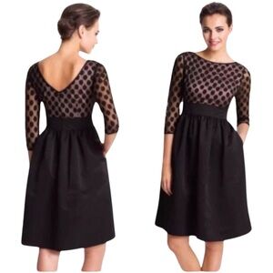 ELIZA J Polka Dot Sheer Overlay Party Dress